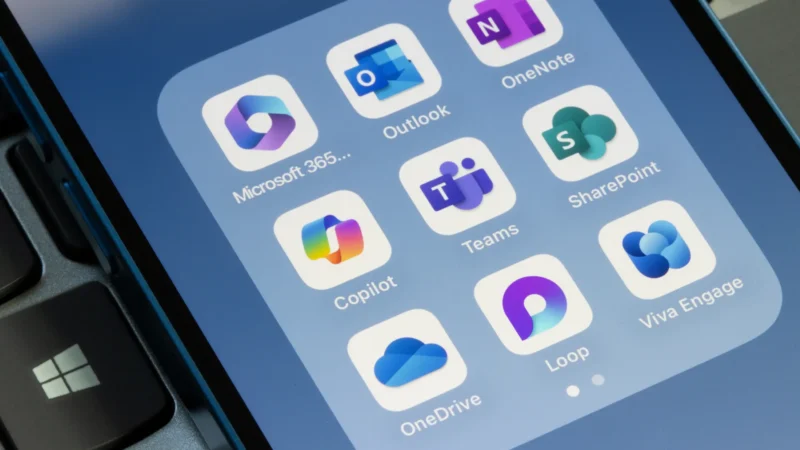 Phone showing Microsoft 365 apps